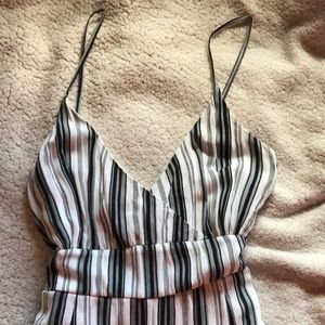 striped wide leg jumpsuit